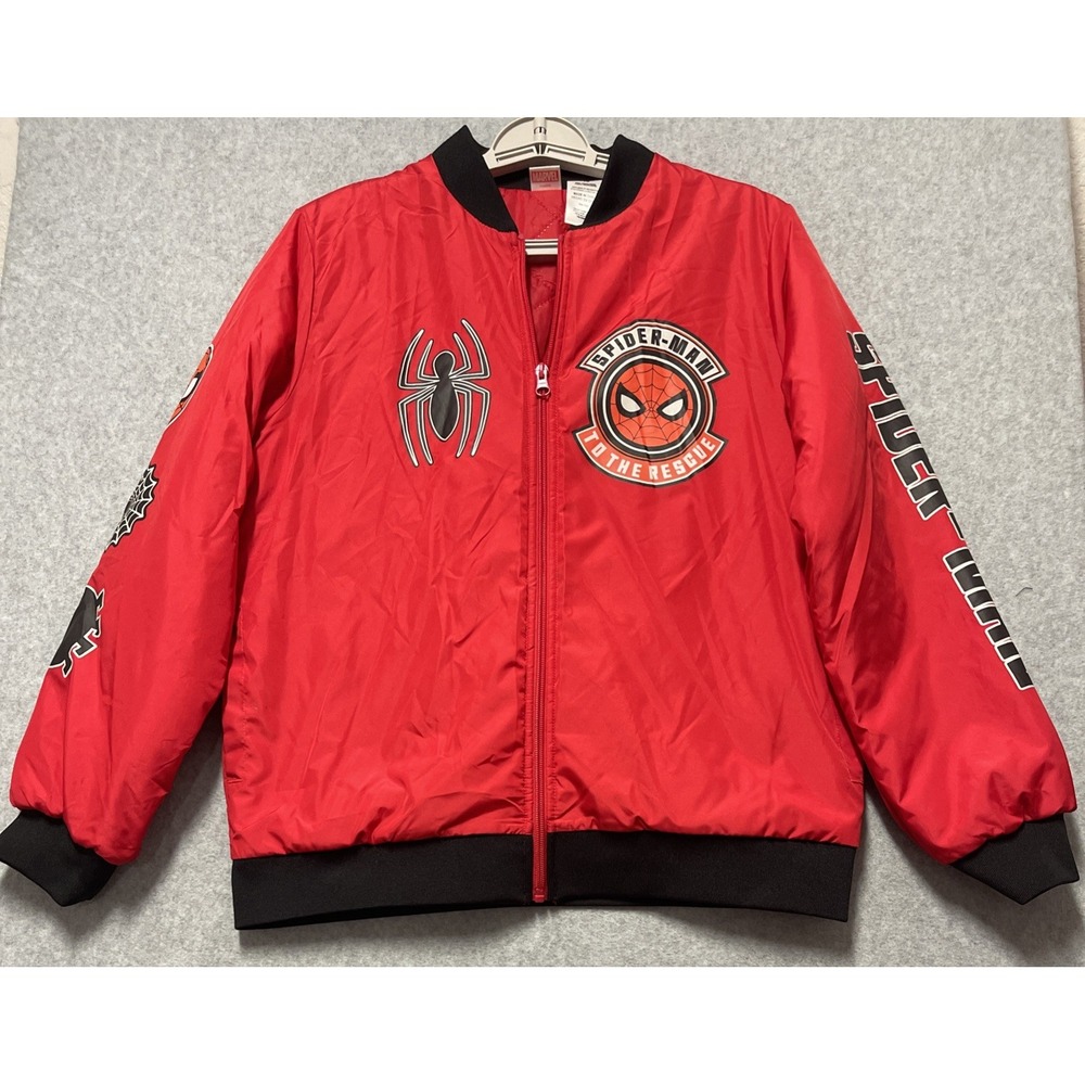 MARVEL Spiderman Childrens Bomber Jacket Full Zip Long Sleeve Size Youth 18